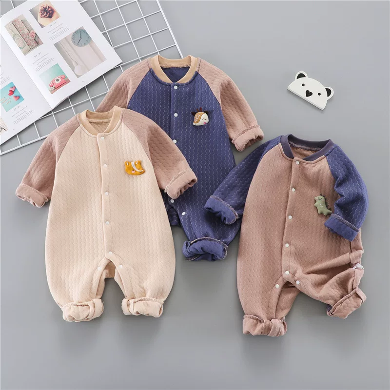 Demi-season children's bodysuit for new born, long-sleeve, cute keep warm spring overall for baby, internet celebrity
