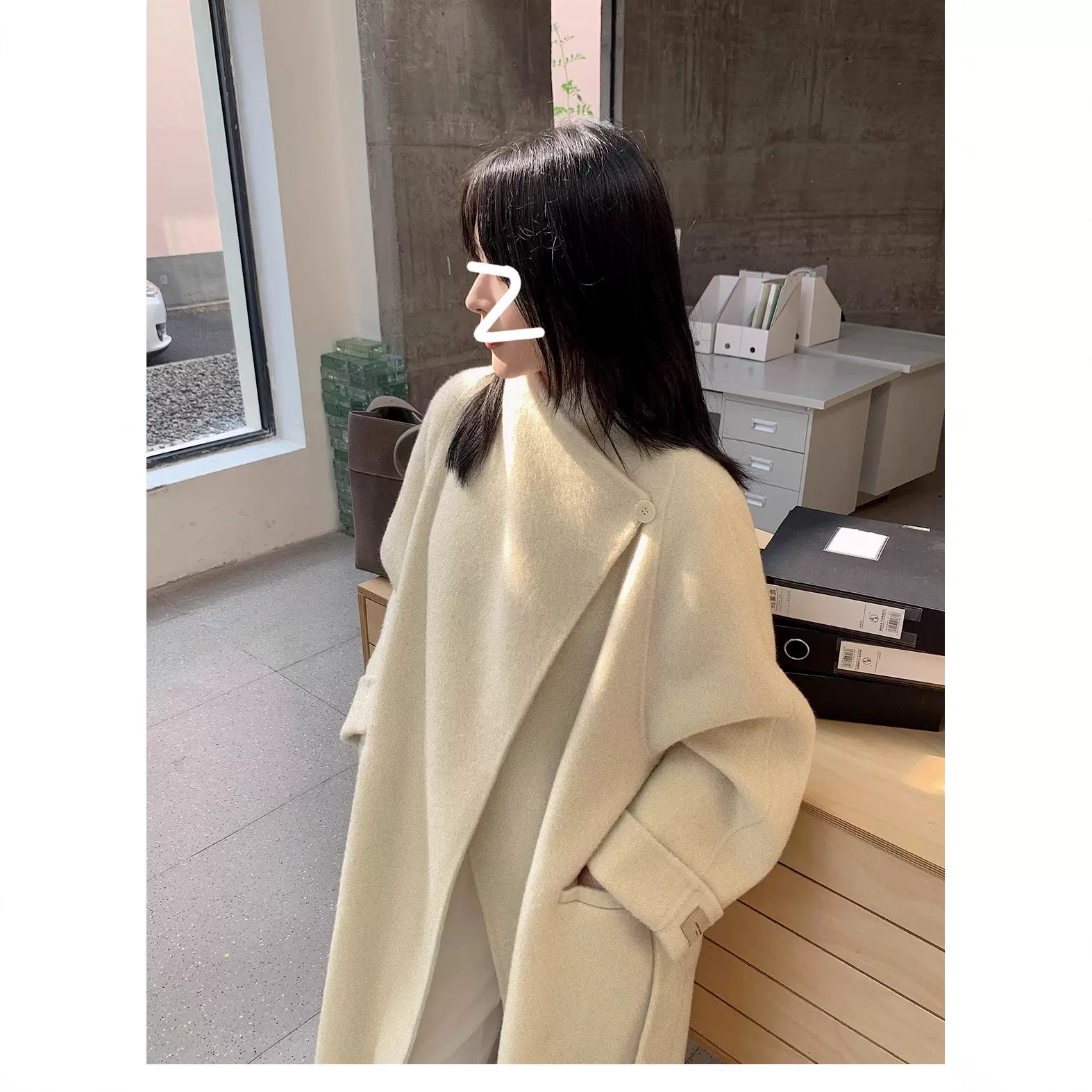 双面羊绒大衣女加长韩版系腰带立领毛呢外套简约高级感羊毛呢外套