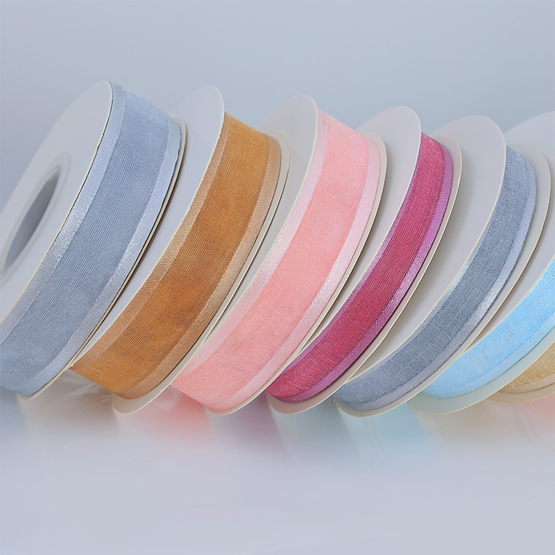Cinta de hilo de nieve transparente cinta de poliéster caja de regalo decoración de pasteles cinta de embalaje de flores cinta de color sólido material de embalaje