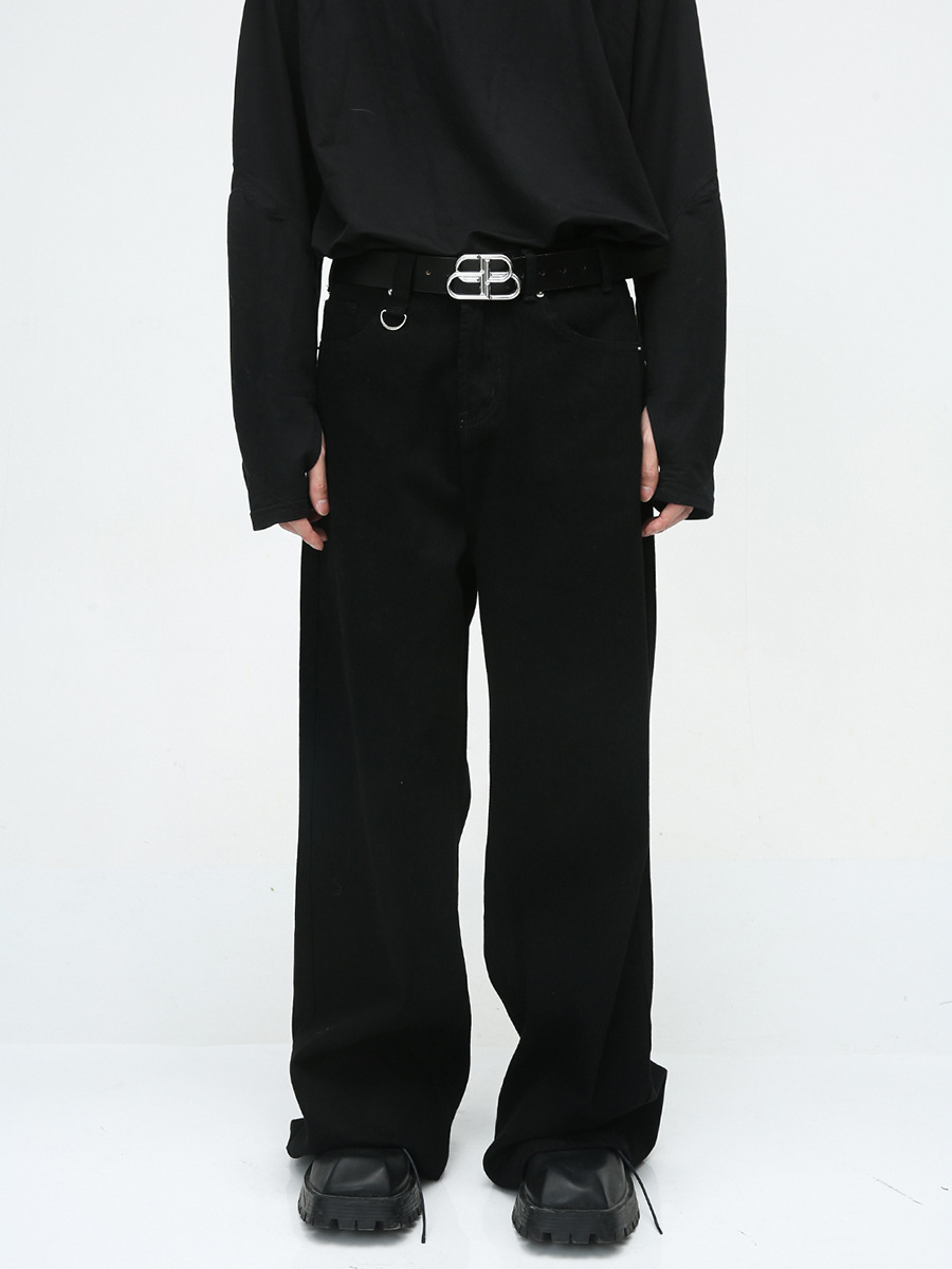 Mtlclothes ropa de Hombre | 2023 otoño nuevo American High Street estilo simple negro suelta casual jeans