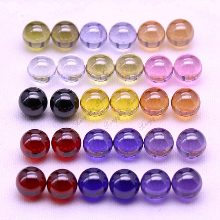 宝石彩色锆石散珠 3-12mm实心球 饰品无孔圆珠打孔圆球水晶珠跨境