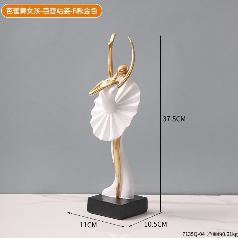 7135Q-04-Chica de ballet de pie-B dorado