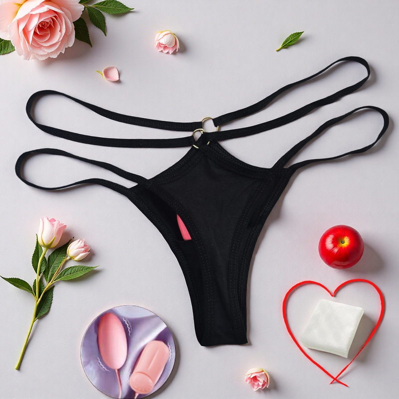 Fashion Influencer Sexy Cotton Shorts with Buckle Pockets for Toys, Sexy Women's Thong Customization