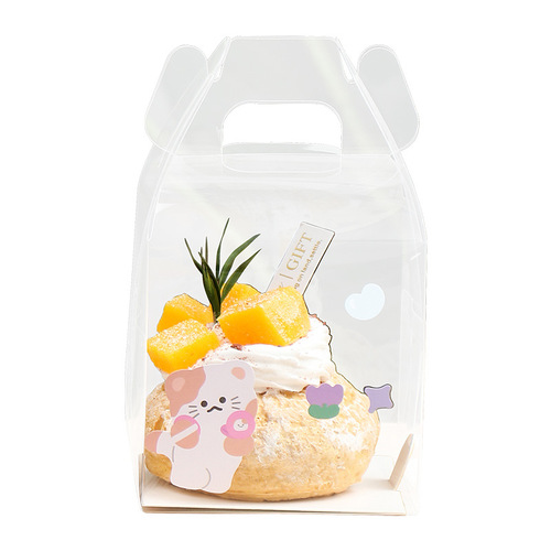 2-inch 3-inch fruit puff box packaging French small cake disposable plastic dessert baking transparent suitcase