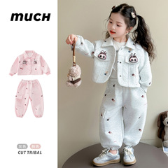 女童洋气拉布布套装秋季2025新款儿童休闲工装两件套宝宝炸街衣服