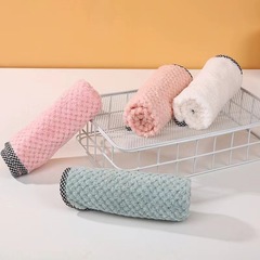 Microfiber Sponge Dish Towel, Wash Cloth with Fringe Coral Pom Pom Pattern, Non-Slip, Absorbent, Hairless, Kitchen Cleaning Cloth, Wholesale