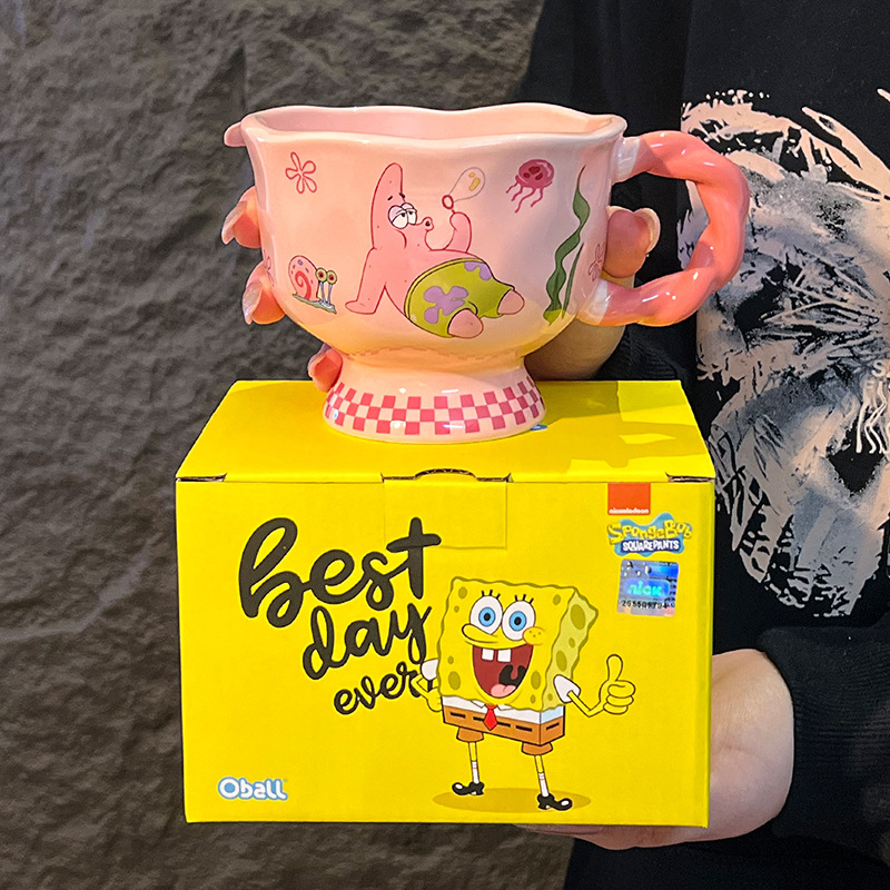 Taza de Bob Esponja Taza de cerámica Taza linda Couple Taza de agua Mujer Hogar Niños Café Taza de leche