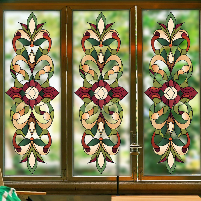 HS1193D Retro Geometric Pattern European Style Ins Style Self-adhesive Window Decal Double Sided Visible Glass Self-adhesive Wall Sticker