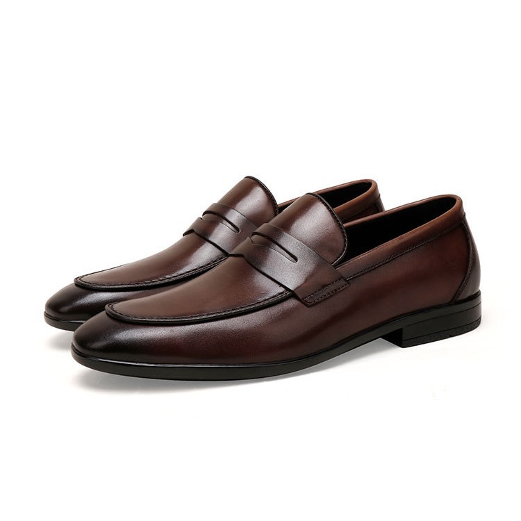 Zakelijke leren schoenen met franje, Britse instappers, muziekschoenen voor heren_voghion.com