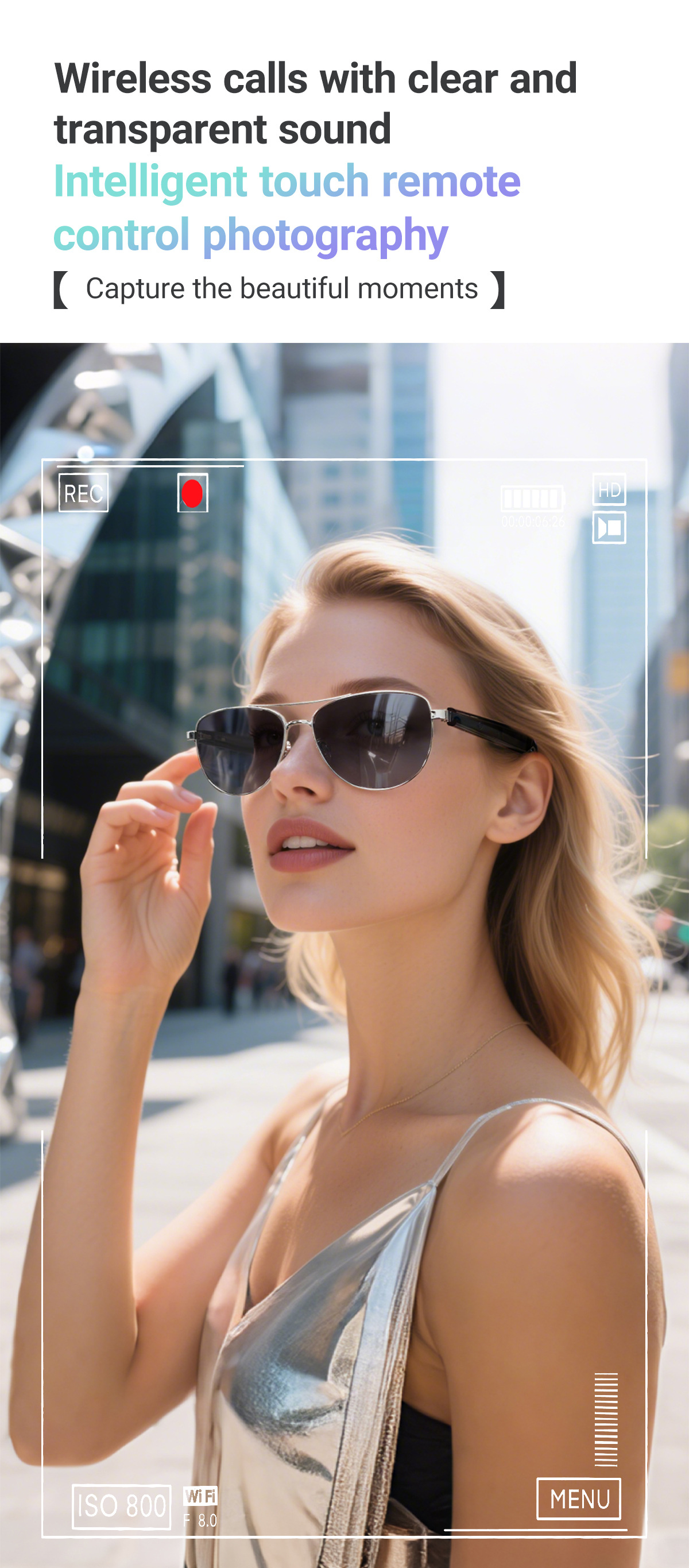 Ai smarta bluetooth glasögon med röstassistent för musik och samtal_voghion.com