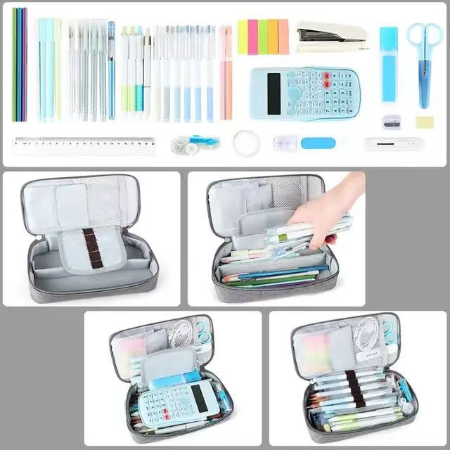 (Wholesale), capacious pencil case, school stationery with zipper, storage bag, polyester 4