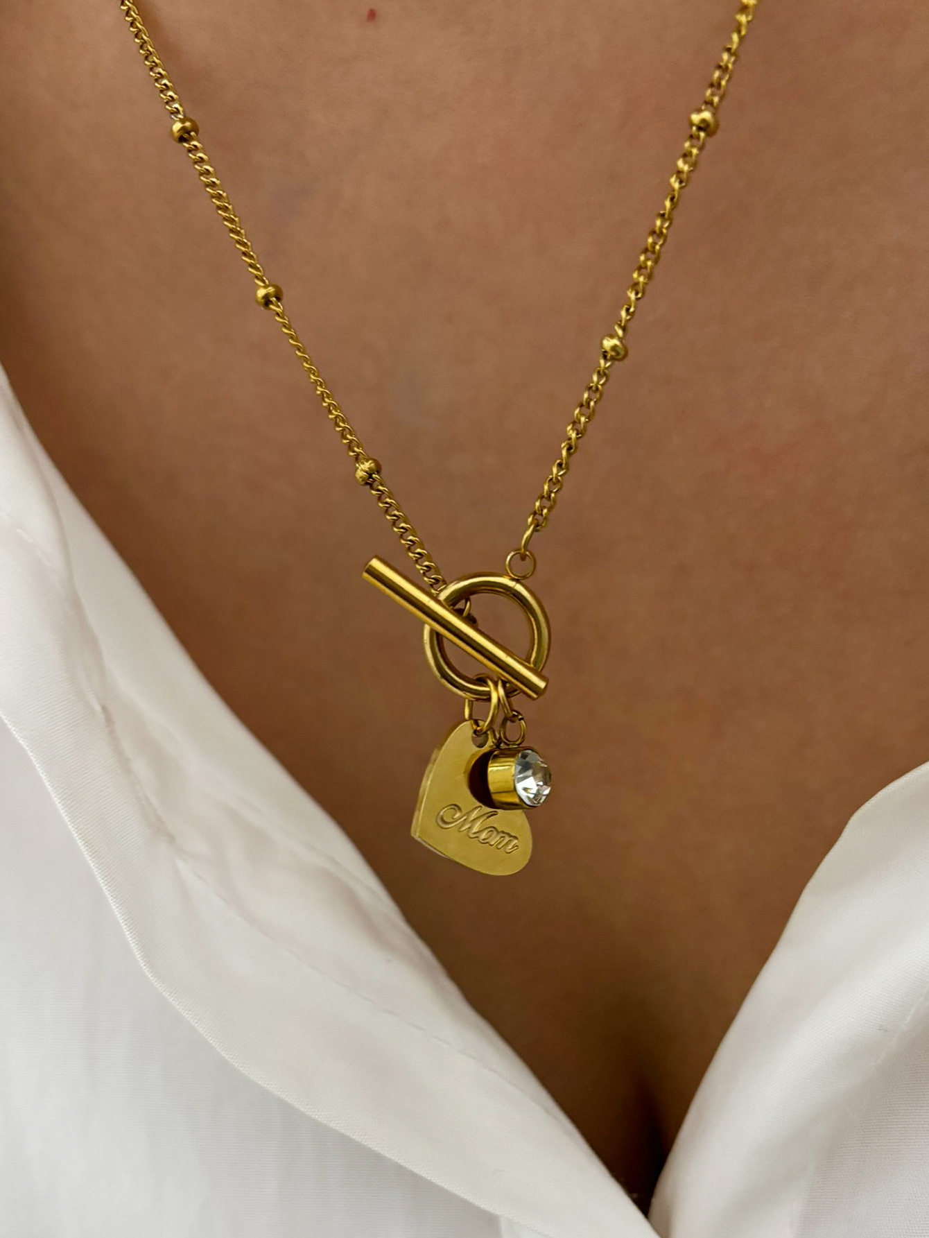 Cuban Link Chain Curb Chain Chain Type 316L Stainless Steel Letter Heart Shape Waterproof Non Tarnish Surgical Steel Simple Style Classic Style Cuban Link Chain Curb Chain Pendant Necklace For Women's