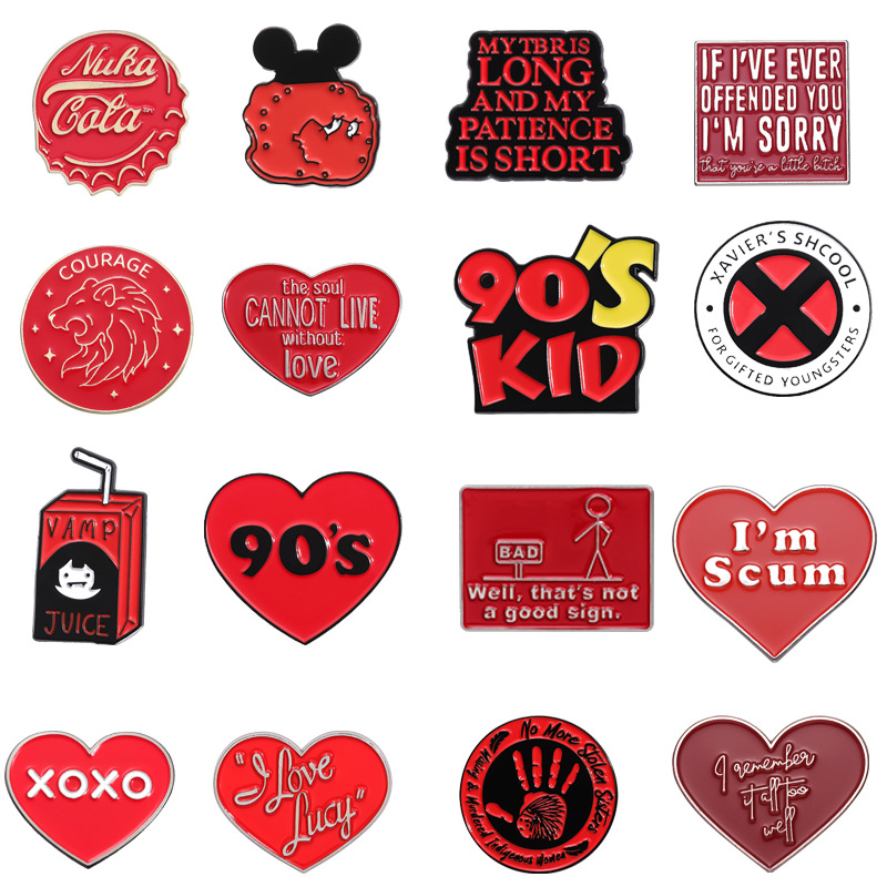 Cartoon Style Style Cartoon Style Pin Letter Heart Shape Alloy Stoving Varnish Unisex Brooches