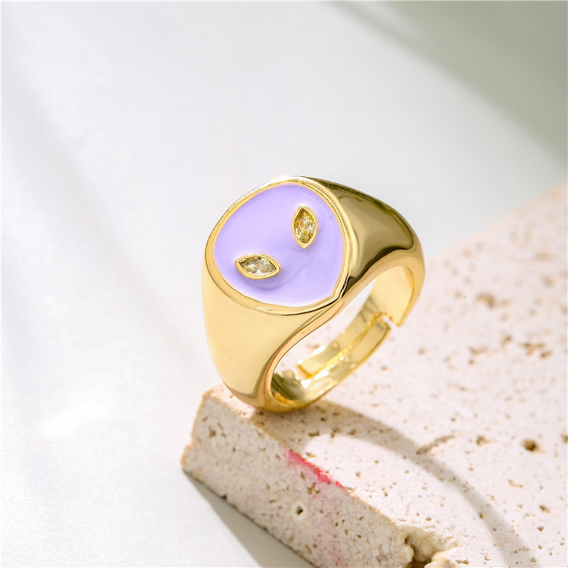 copper dripping oil alien shape open ring wholesale jewelry Nihaojewelry