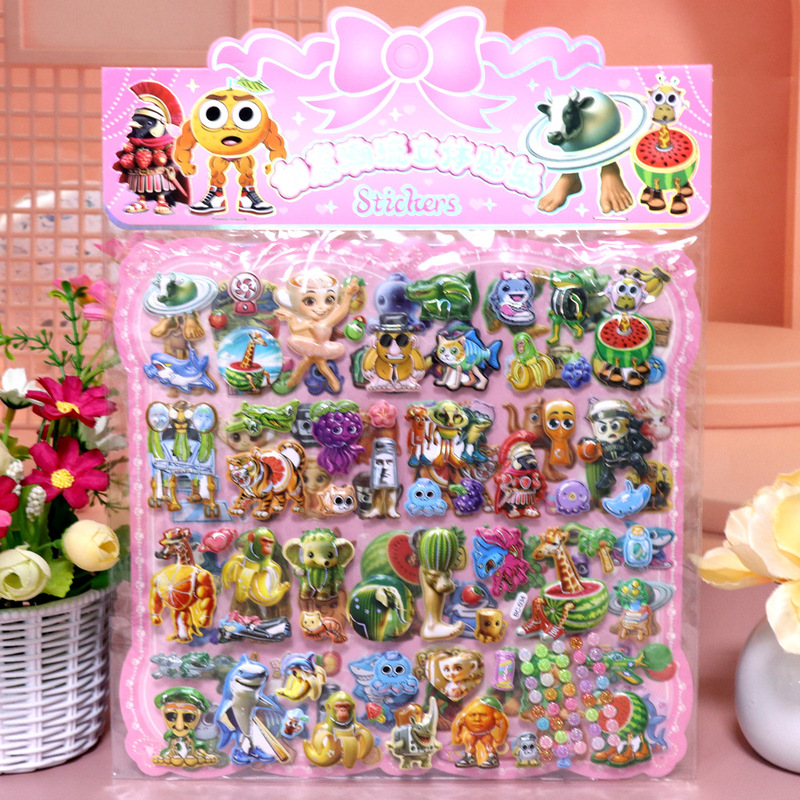 3D Children's Cartoon Double-Layer Sanrio Stickers Kuromi American Shanhaijing Stitch Crayon Shin-Chan Bubble Stickers