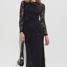 南油高定女装新联时尚小众设计重工烫钻性感修身朗礼服连衣裙女