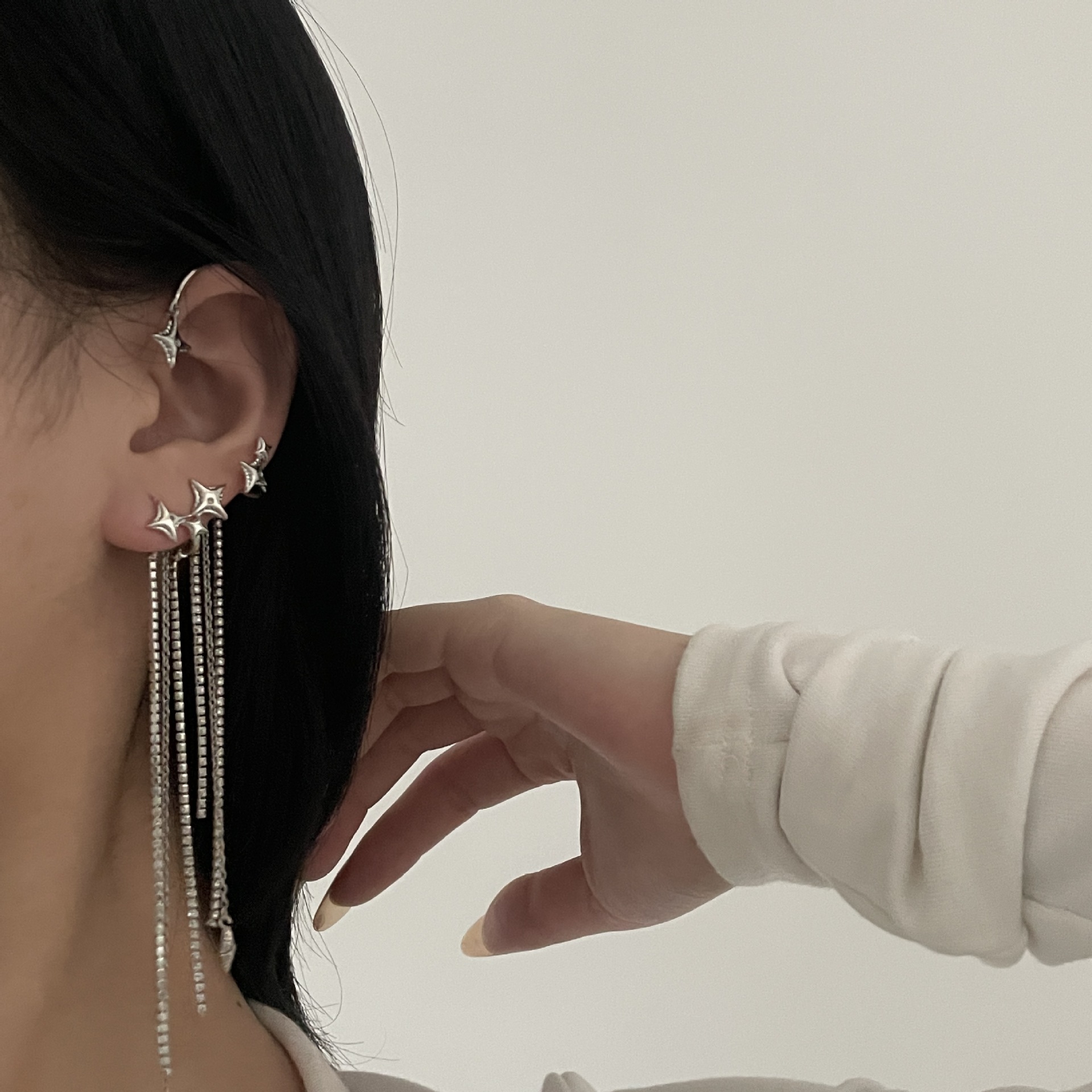 ear clips autumnstar tassel flash diamond hanging ear earringspicture2