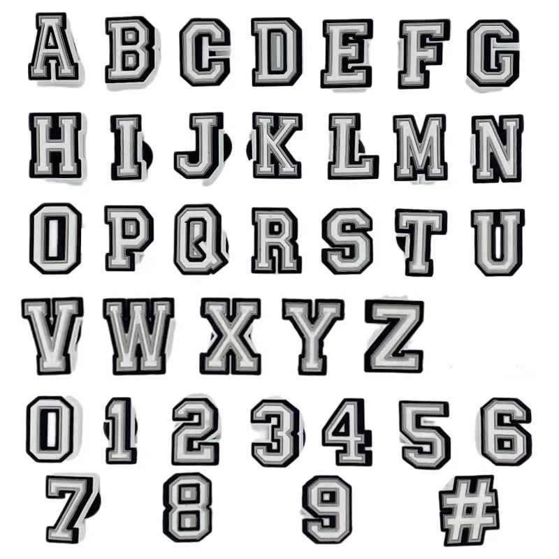 37pcs 흑백 영숫자