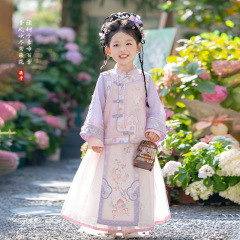 汉服女童春秋2025新款儿童新中式国风明制马面裙套装古风裤子套装