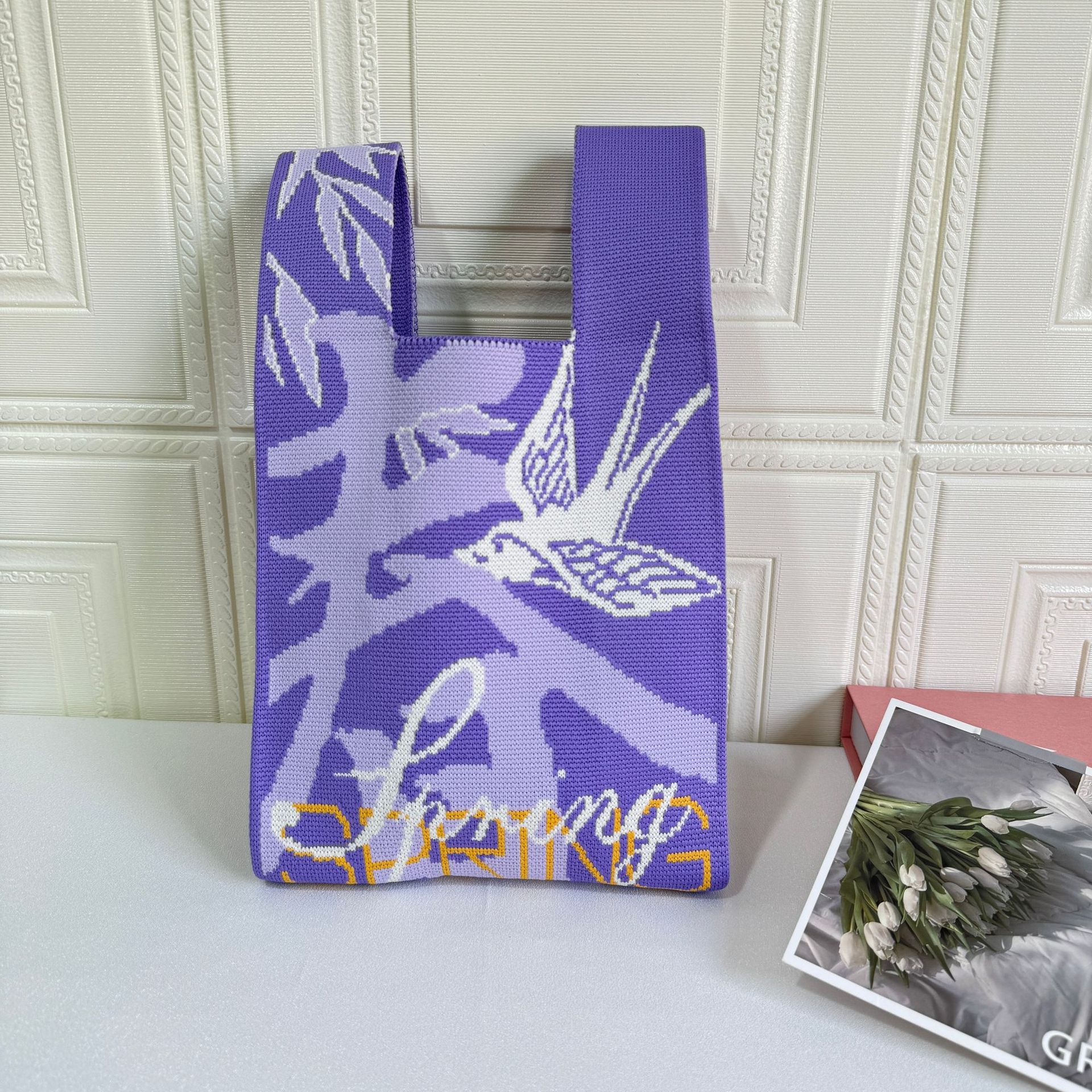 2024新款春夏韓版小眾設計可愛燕子編織手提包百搭春遊外出手拎包