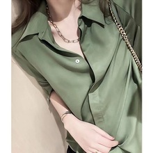 2023春装叠穿衬衫女设计感小众休闲抗皱衬衣OL气质显白抹茶绿上衣