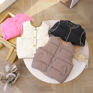 Boys and Girls Down Cotton Vest Children's Thickened Warm Outer Wearing Down Cotton Vest Autumn and Winter Baby's Outer Waistcoat