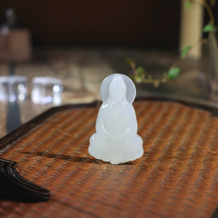 Jin Yu Tang Xinjiang Hetian Jade Boutique Hetian Jade Ice Bottom Structureless White Jade Guanyin Pendant Jade Warm and Fine
