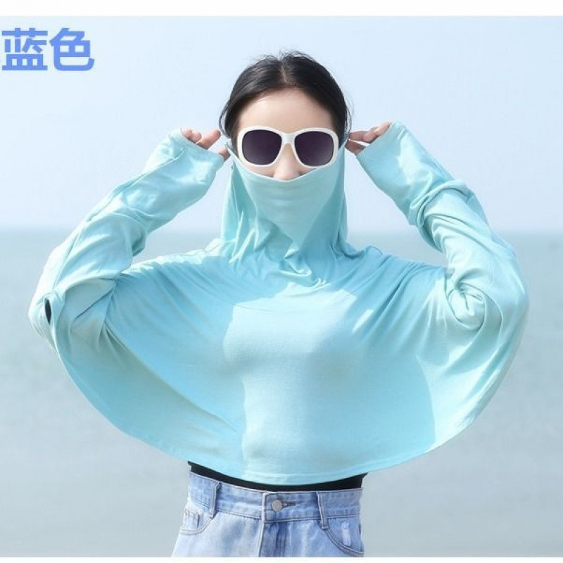 夏のサイクリング用モーダル薄手日焼け止め服、ゆったりとした長袖日焼け止め、顔と首を覆う女性用日焼け止め服|undefined