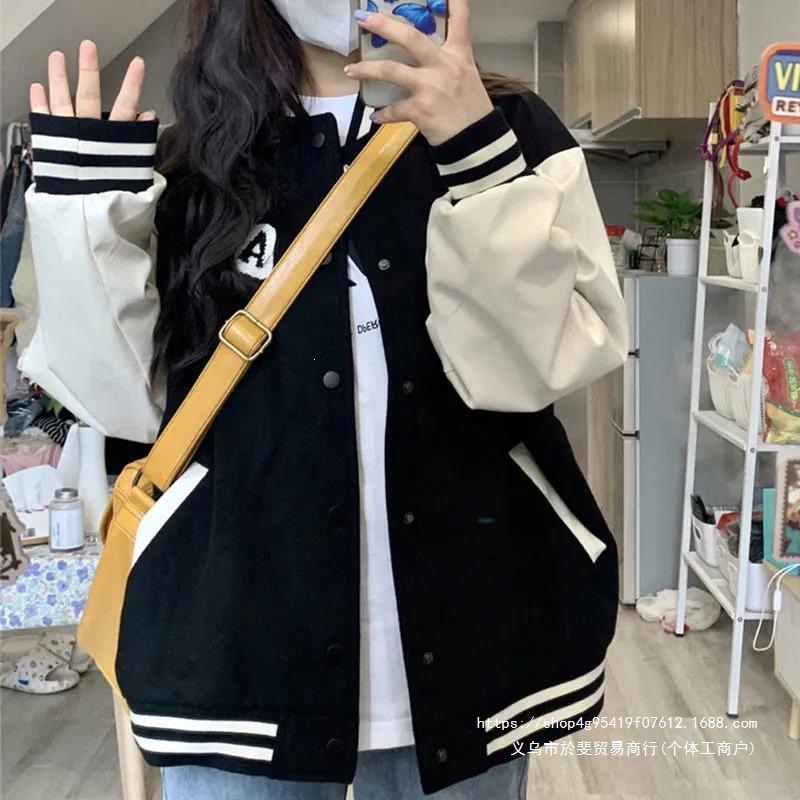 American-style women's jacket, spring and autumn 2026 new style, loose, retro, preppy, versatile, student baseball uniform.