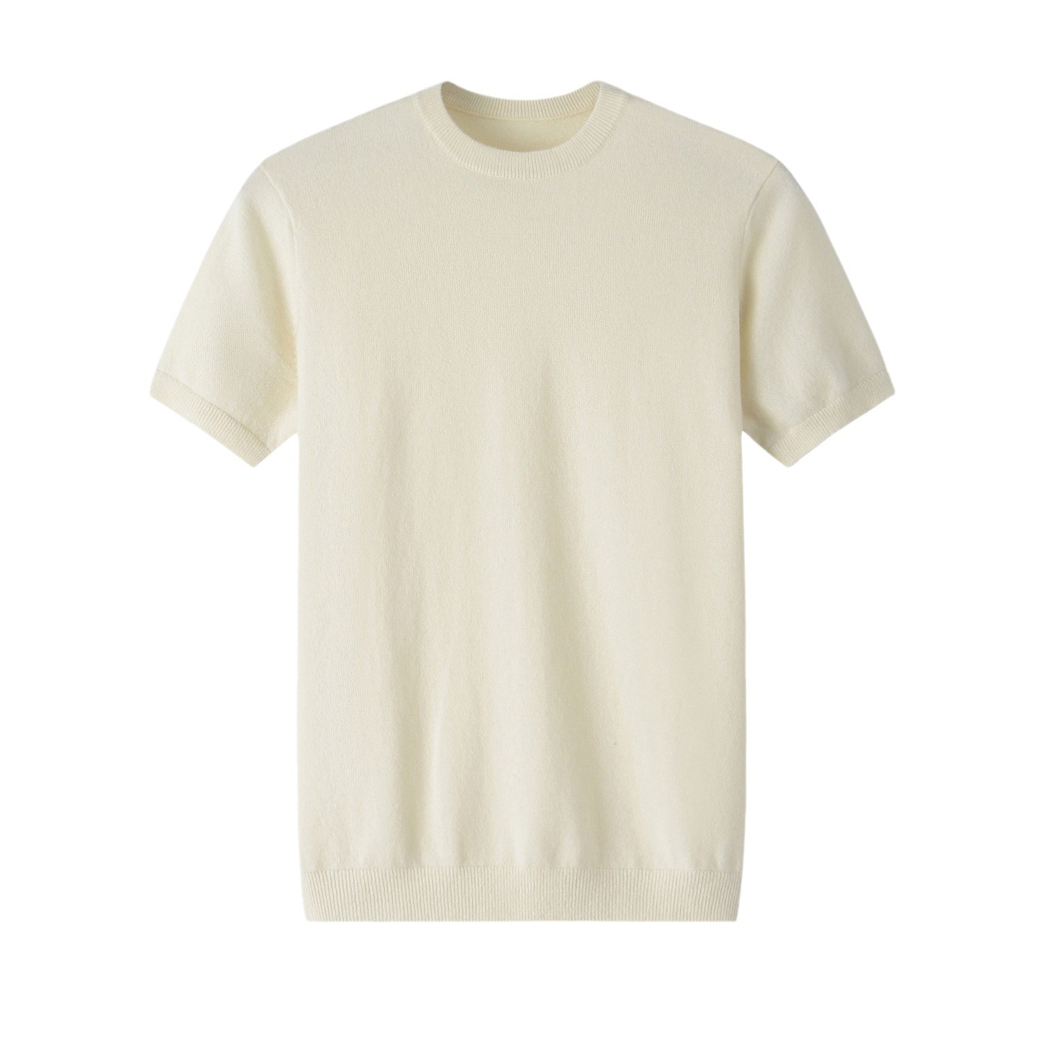 Solid cashmere knitted trend sweater, oversize, with short sleeve