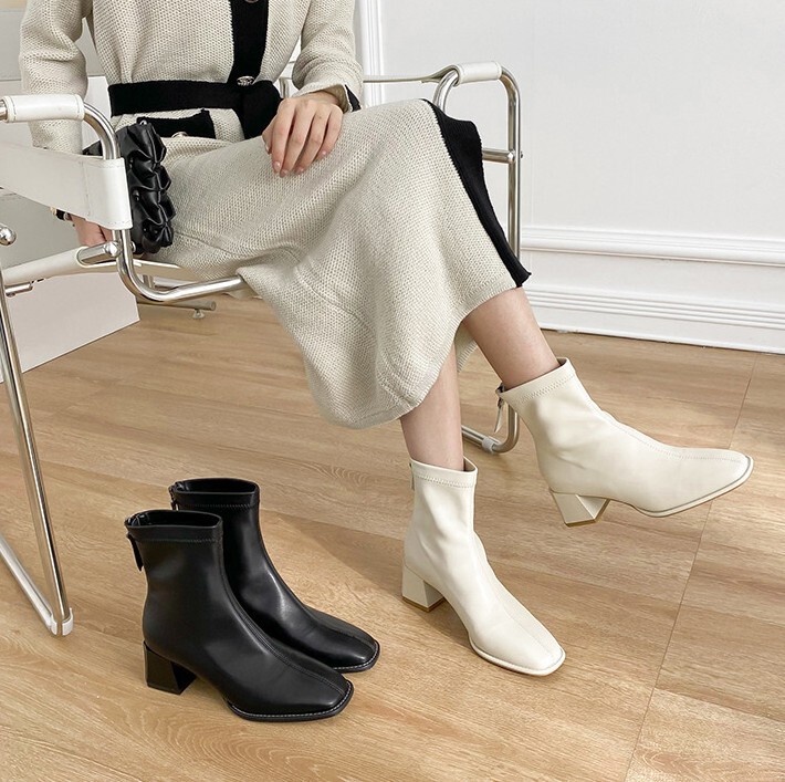 Cowhide Maillard Style Slim Feet White Elastic French Short Boots Fleece-Lined 2025 New Small Ankle Boots Slim Boots Women's Boots Cowhide Maillard Style Slim Feet White Elastic French Short Boots Fleece-Lined 2025 New Small Ankle Boots Slim Boots Women's Boots
