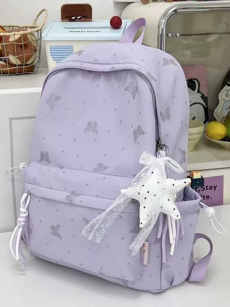 Korean-style Instagram-inspired butterfly backpack, large capacity, cute cartoon design, lightweight and simple backpack for female students