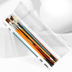 透明水粉畫筆盒繪畫美術油畫筆收納盒塑料多功能筆刷排筆收納盒