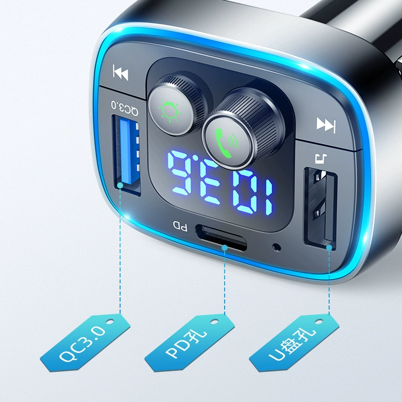 Mingling автомобильное зарядное устройство Bluetooth MP3 один-на-три прикуриватель конверсионный штекер оголовье атмосферный свет PD супер быстрая зарядка