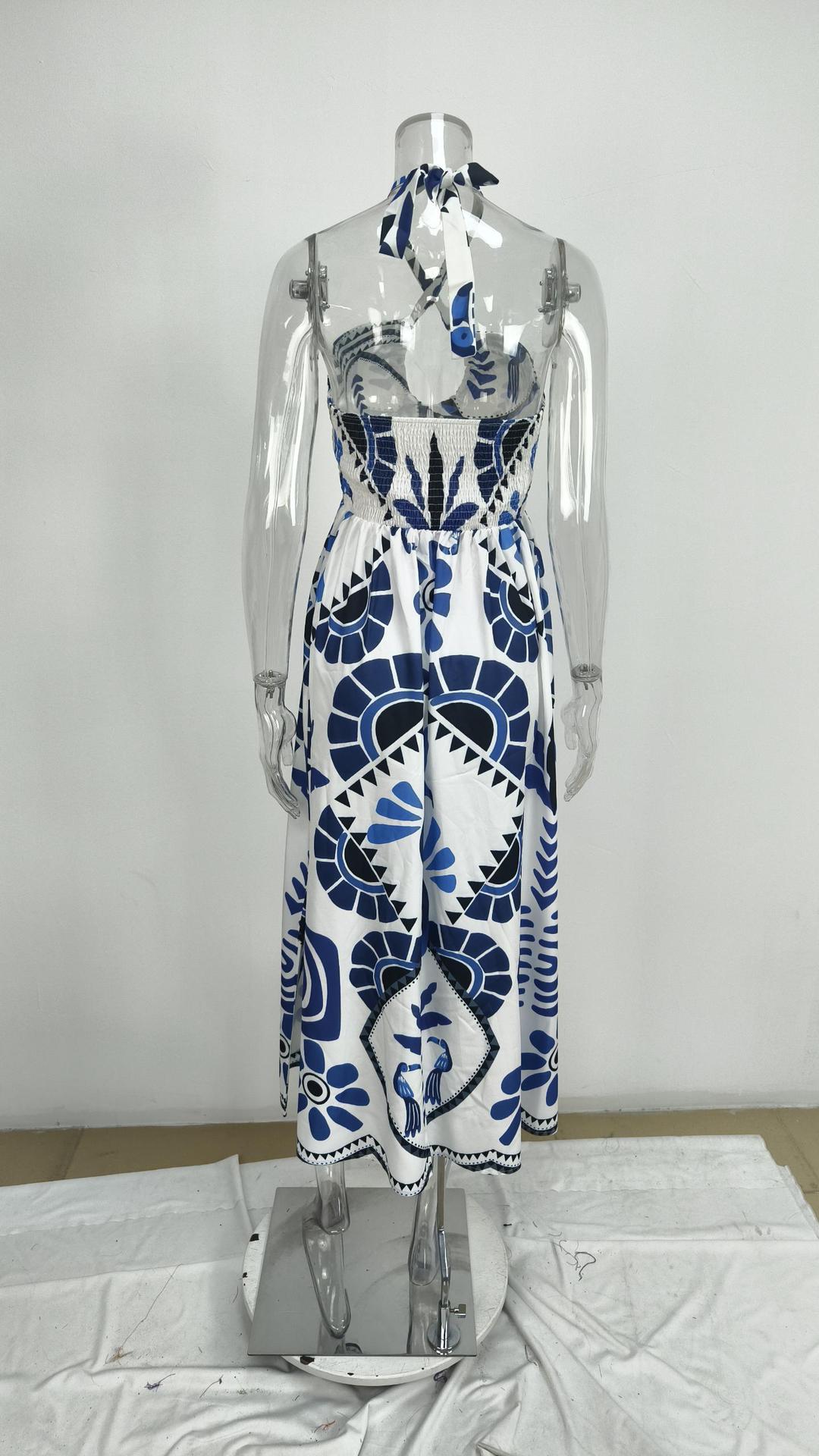 Swing Dress Dresses Type Polyester Fabric Type Wholesale Women's Vacation Flower Holiday Halter Neck Sleeveless Swing Dress