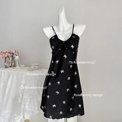 軟煙羅蝴蝶吊帶睡裙甜美睡衣燙銀冰絲睡衣帶胸墊大碼性感家居服