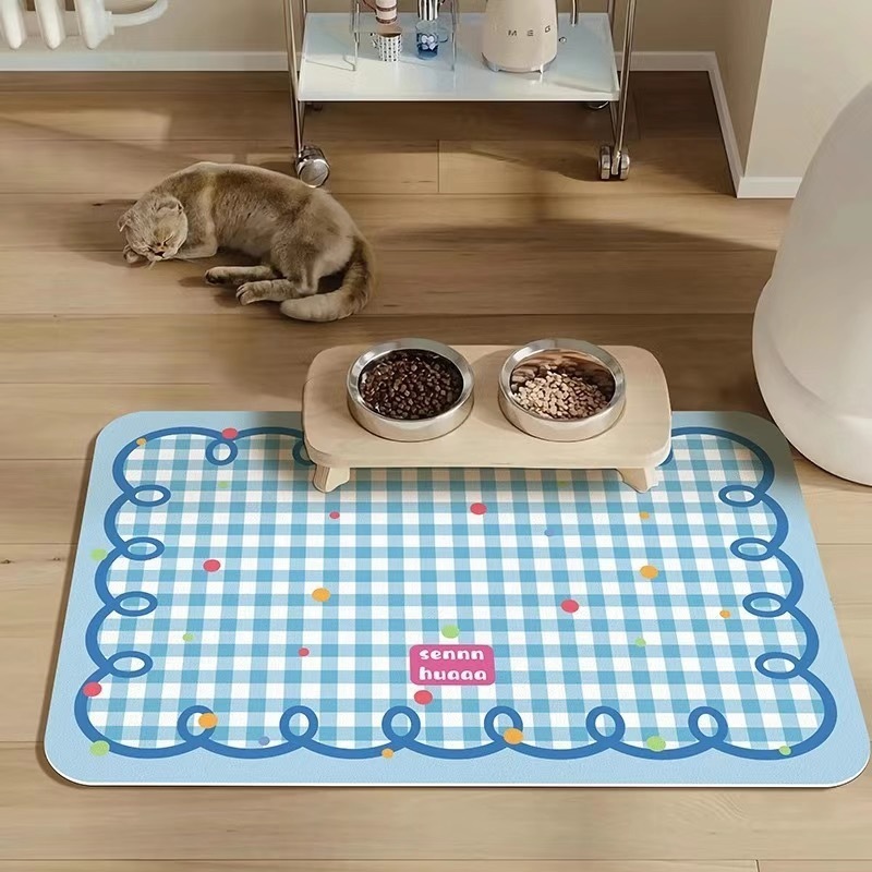 ペット、猫、犬用のクロスボーダー珪藻泥プレースマット、ペットボウル、汚れ防止、飛沫防止、漏れ防止、汚れ防止、お手入れが簡単なフロアマット|undefined