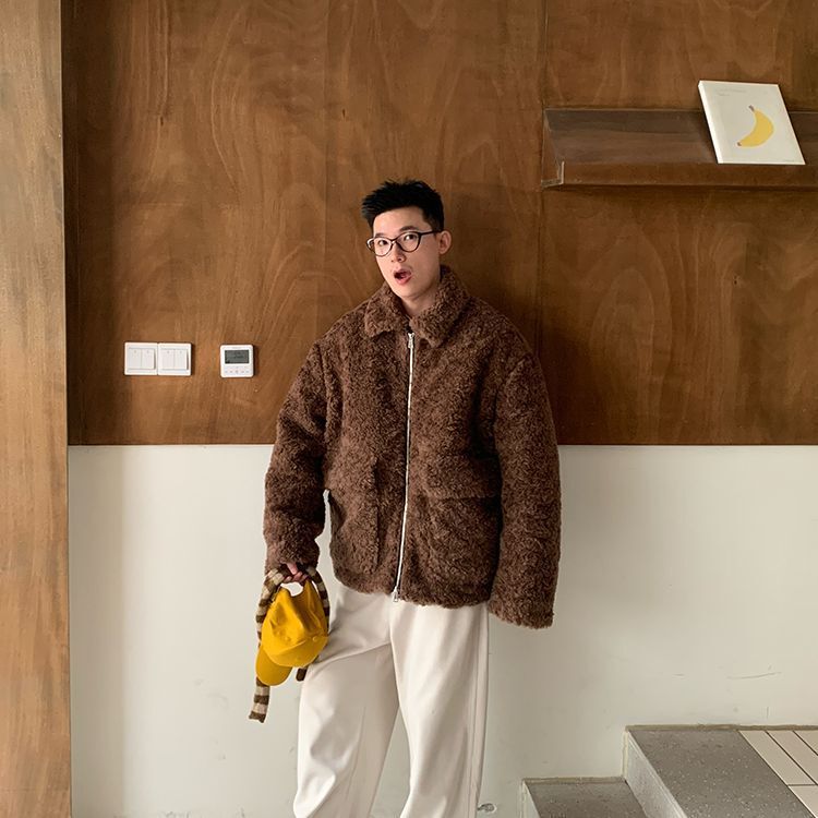 2025 New Lamb Wool Coat Autumn and Winter Men's Thickened Warm Fashion Eco-Friendly Fur Trendy Versatile Coat