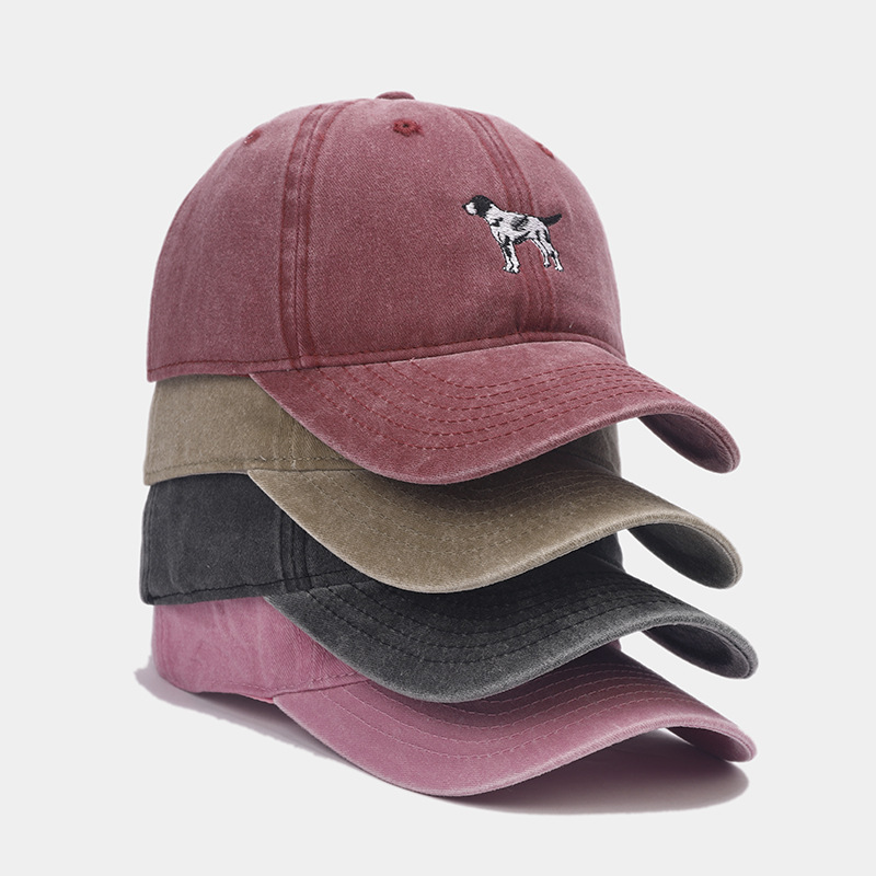 Cachorro de dibujos animados bordado gorra de béisbol de moda retro apenado casquillo de primavera y verano al aire libre casual sombrero para el sol