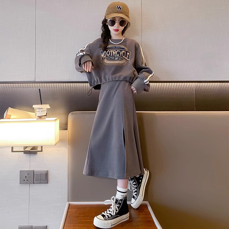 Meedercher Set 2023 New Style Large Wear Fashionable Western Hallef Rock Kanner Fréijoer an Hierscht Hoodie Trendy Kleeder_voghion.com