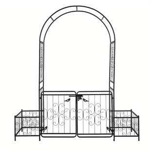 Classic White Outdoor Iron Metal Frame Arbor Trellis Garden Archway, Rose Flower Stand Arch