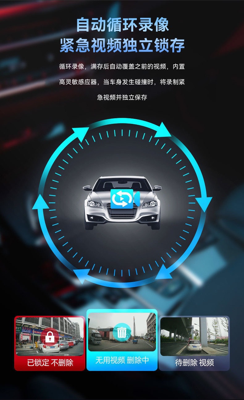 Car Rearview Mirror Recorder, Cross-Border Bestseller, High-Definition Night Vision, Loop Recording, Ultra-Thin B9 Dual-Lens Reversing Image