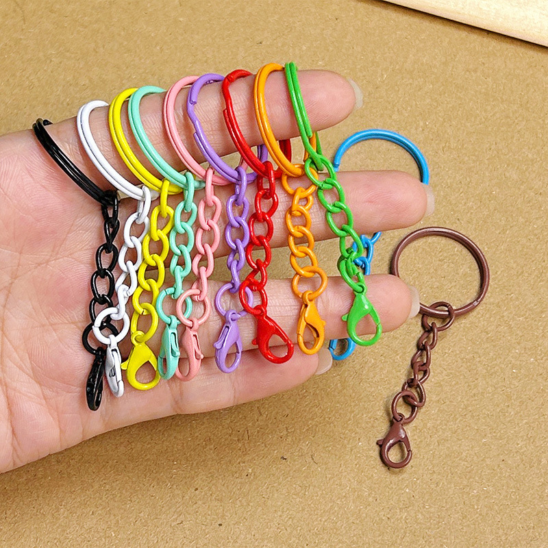 Colorful Paint 25 Key Ring Ring Hanging Twist Chain Lobster Clasp Candy Color Creative DIY Jewelry Accessories Key Chain