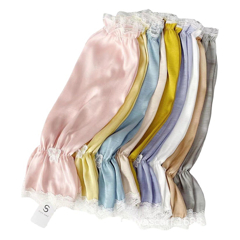 Color sólido protección solar ovisleeve verano de las mujeres suelta mariposa encaje brazo guardia mujeres al aire libre protección solar transpirable manga hielo