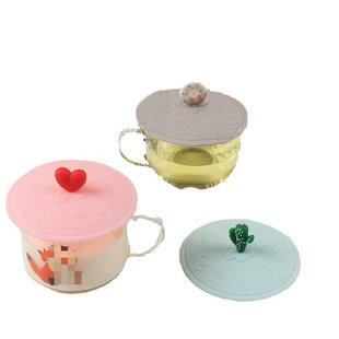 Food-Grade Silicone Cartoon Cup Lid Suitable for Mugs, Tea Cups, Small, Medium, Large Milk Tea Cups