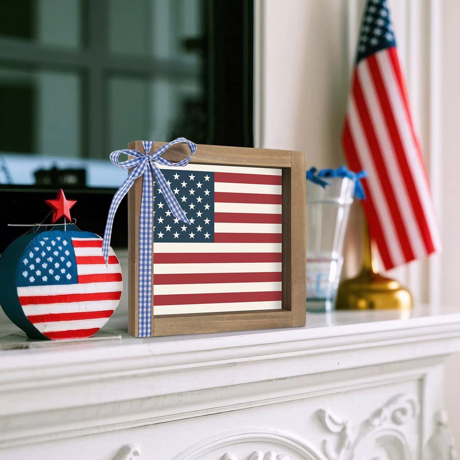 Трансграничные новые продукты День независимости США Маленькие фоторамки День независимости День независимости украшения дома украшения многоуровневый поднос украшения