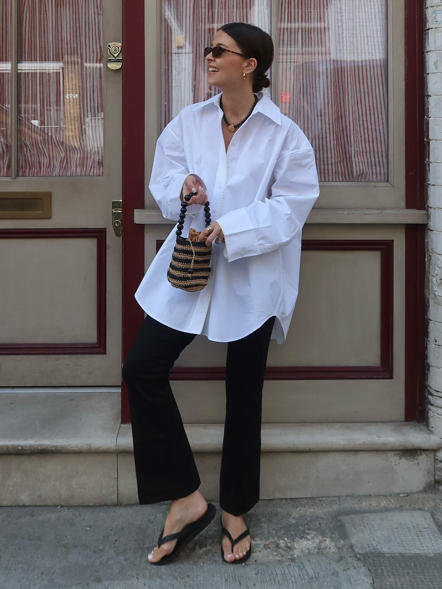 white autumn cotton shirt