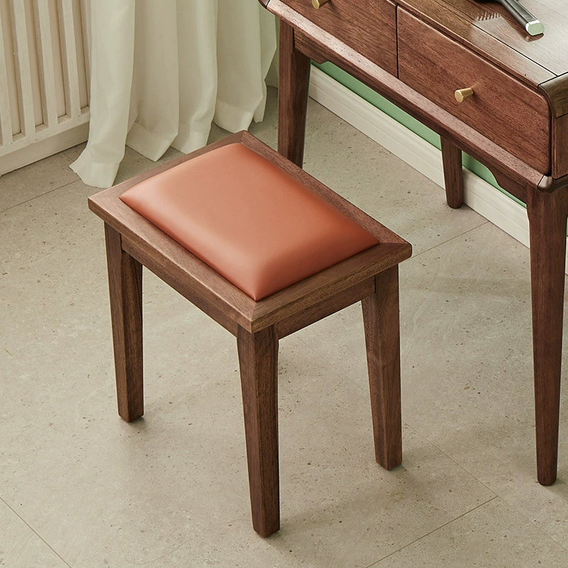 Скандинавский туалетный табурет черный орех деревянный табурет простой табурет для макияжа табурет для обуви