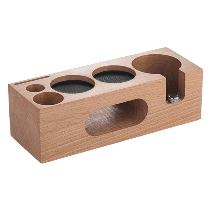 Polvo de café de madera maciza Base de prensa Máquina de café Mango Dispositivo de soporte Almacenamiento de presión Asiento de relleno Polvo de tela Soporte de cojín del asiento