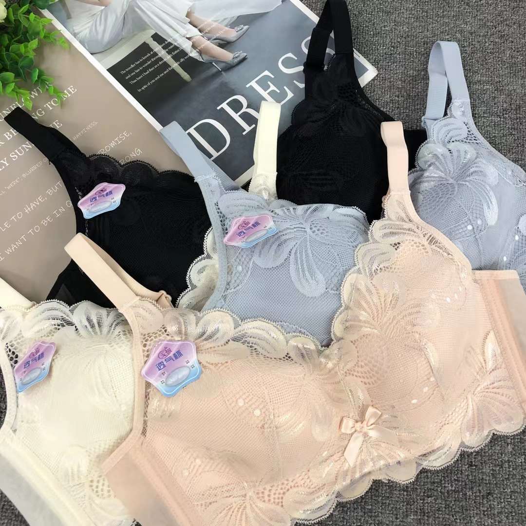 Nuevo sujetador inalámbrico moda Jacquard de encaje transpirable cómodo clásico cuatro breasted ropa interior para las mujeres al por mayor